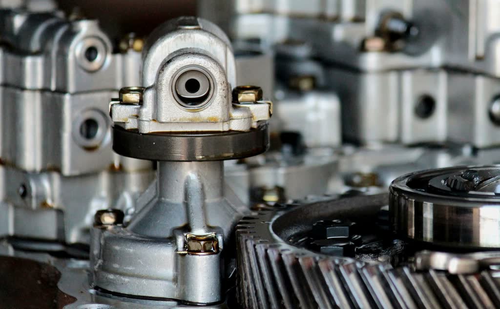 Close view of precision-machined housings and bearings